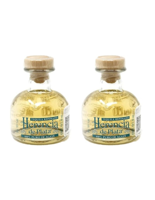 Pack de 2 Tequila Herencia De Plata Reposado Mini 50 ml