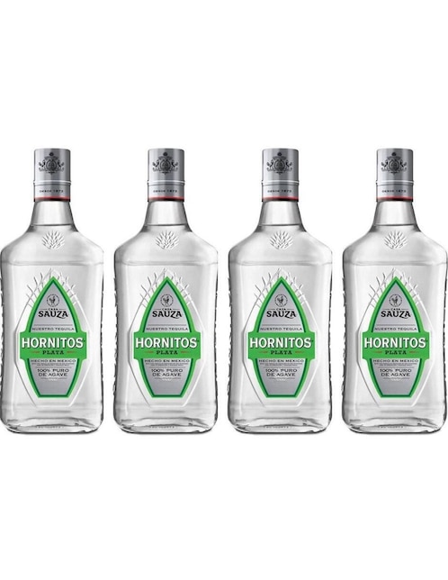Caja de tequila Sauza Hornitos tipo Plata 4 piezas 700 ml c/u