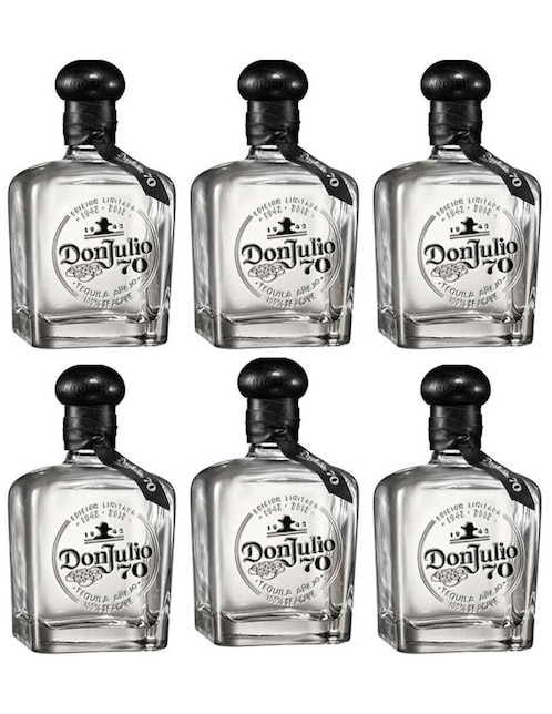 Pack de 6Tequila Don Julio tipo Añejo cristalino 700 ml