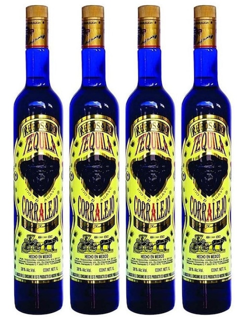 Caja de tequila tipo Reposado 4 piezas 1 L c/u 1