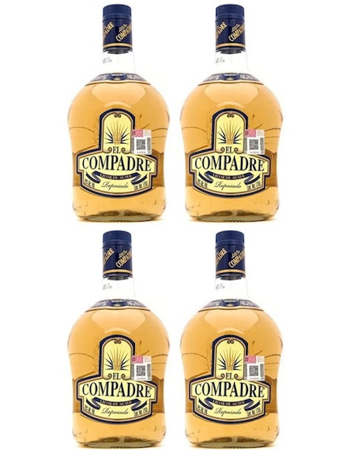 Caja de 4 piezas tequilas El Compadre tipo reposado