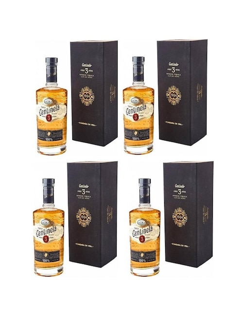 Caja de tequila Centinela tipo Añejo 4 piezas 750 ml c/u