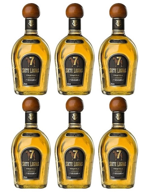 Caja de 6 piezas Tequila 7 Leguas Añejo 375 ml