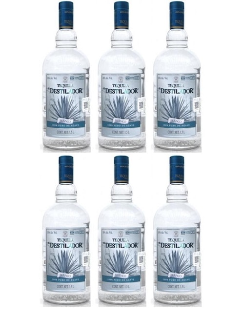 Caja de tequila El Destilador tipo Blanco 6 piezas 1 L c/u