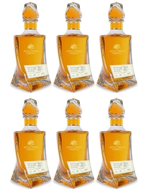 Caja de tequila Adictivo tipo Reposado 6 piezas 750 ml c/u