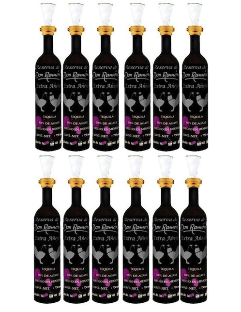 Caja de 12 piezas Tequila Don Ramon Añejo Cristalino 750 ml