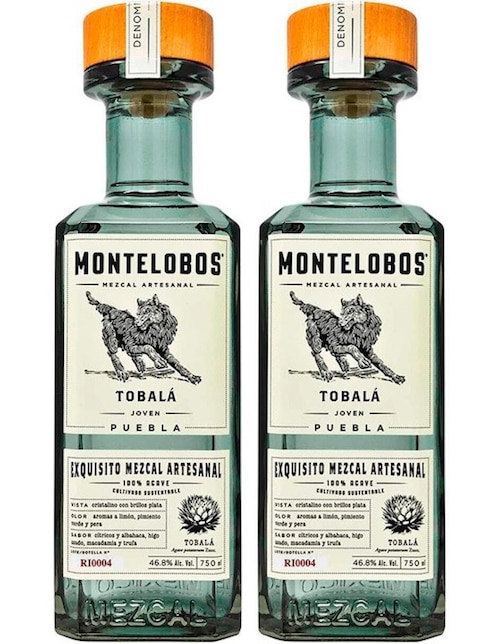 Paquete de 2 piezas Mezcal Montelobos Tobala 750 ml