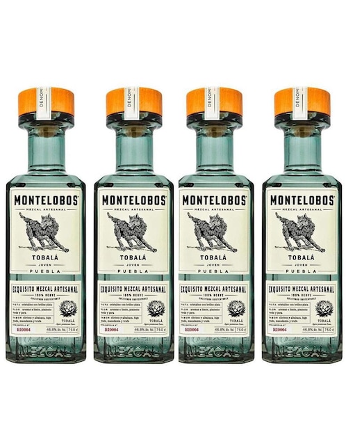 Caja de 4 piezas Mezcal Montelobos Tobala 750 ml