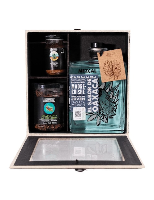 Kit mezcalero El Sabor De Oaxaca de madera