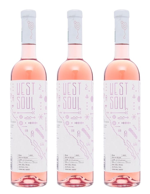 Set vino rosado varietal semi seco Vinos del Oeste Petite Sirah