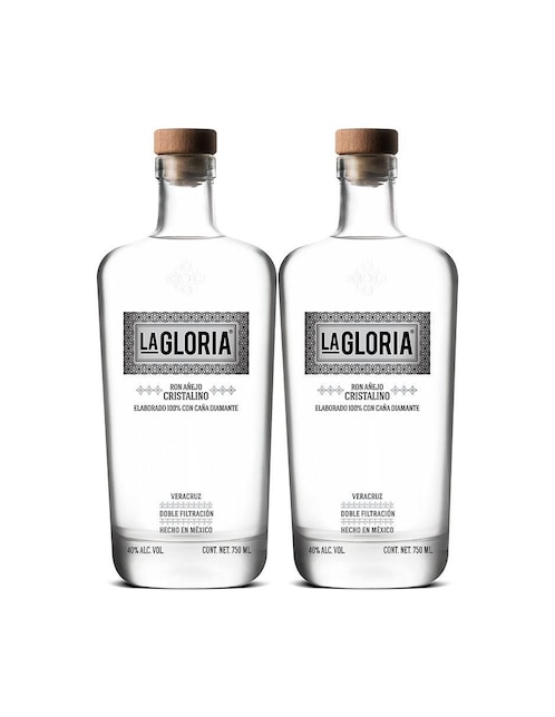 Set ron La Gloria Añejo Cristalino 750 ml
