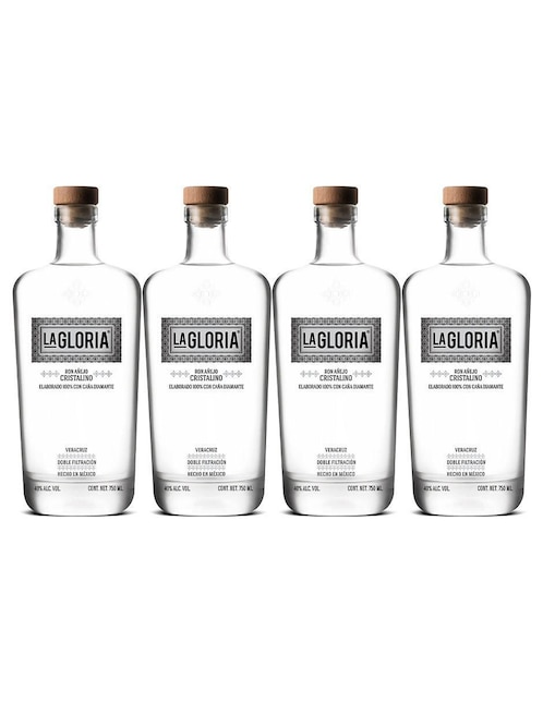 Set ron La Gloria Añejo Cristalino 750 ml