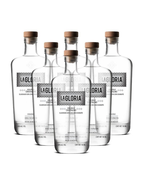 Set ron La Gloria Añejo Cristalino 750 ml