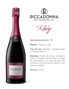 Vino espumoso tinto Malvasía Riccadonna Ruby Italia 750 ml