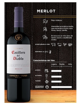 Vino tinto Casillero Del Diablo merlot 750 ml