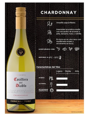 Vino blanco Concha y Toro Casillero del Diablo Chardonnay 750 ml