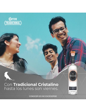 Tequila Tradicional tipo Reposado cristalino 750 ml