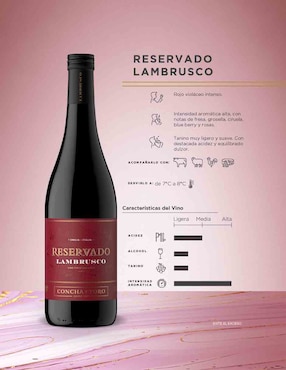 Vino tinto reservado Concha y Toro lambrusco 750 ml