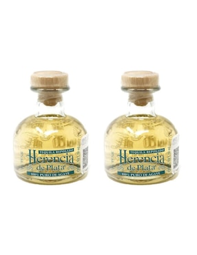 Pack De 2 Tequila Herencia De Plata Reposado Mini 50 Ml