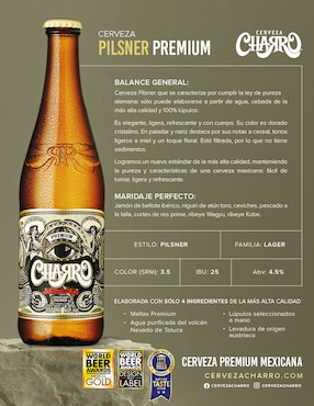 Cerveza clara Charro Premium frutal 355 ml