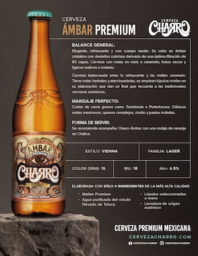 Cerveza clara Charro Premium lager miel 355 ml