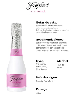 Vino espumoso rosado Garnacha, Pinot Noir y Chardonnay Freixenet Ice Rosé España 200 ml