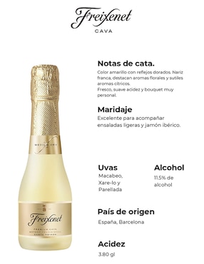Vino espumoso blanco Macabeo Freixenet Medium Dry España 200 ml