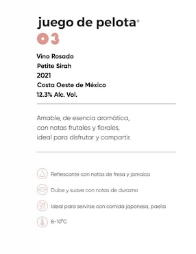 Vino rosado varietal semi seco Vinos del Oeste Juego de pelota 03 750 ml