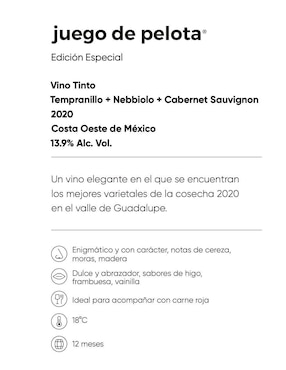 Set vino tinto Vinos Del Oeste Juego De Pelotas Edición Especial tempranillo, nebbiolo, cabernet souvignon 750 ml