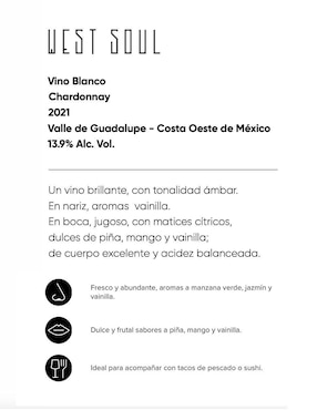 Set vino blanco Vinos del Oeste West Soul chardonnay