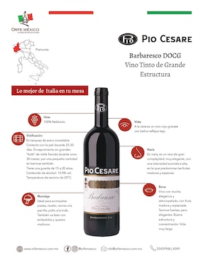 Vino tinto Pio Cesare Barbaresco nebbiolo 750 ml