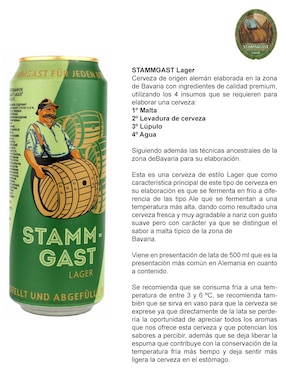 Cerveza clara Stammgast lager 500 ml