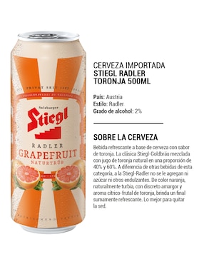 Cerveza clara Stiegl light frutal 500 ml