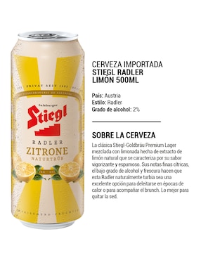 Cerveza clara Stiegl light frutal 500 ml