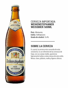 Cerveza clara Weihenstephaner frutal 500 ml