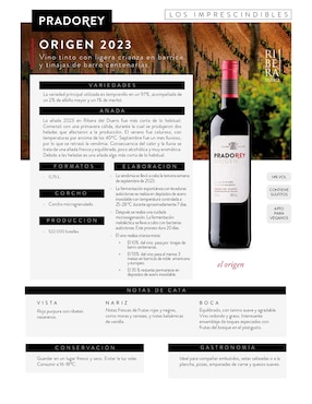 Vino tinto Pradorey Cabernet-Merlot 750 ml
