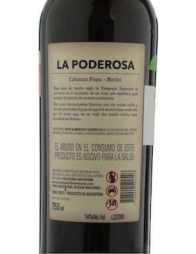 Vino tinto La Poderosa Cabernet Franc Cabernet Franc y Merlot 750 ml