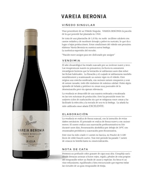 Vino tinto Beronia Vareia 2019 tempranillo 750 ml