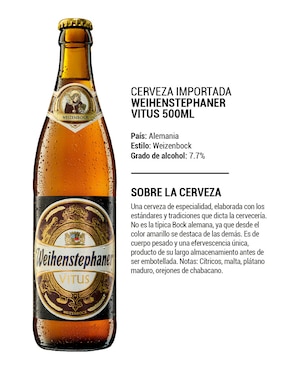 Cerveza clara Weihenstephaner ambar tostado 500 ml