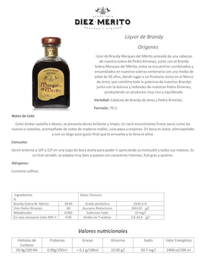 Licor de brandy Marques del Mérito sabor caramelo 700 ml