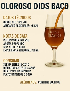 Jerez seco Dios Baco oloroso 18 años de añejamiento 750 ml