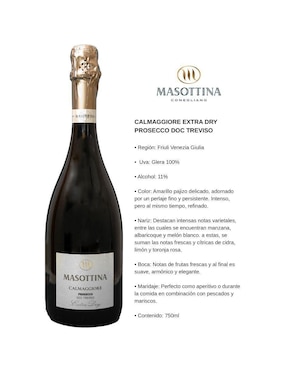 Vino espumoso blanco glera Masottina Prosecco italia 750 ml