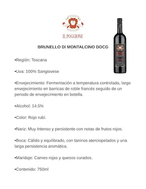 Vino tinto Ilpoggione Brunello Varietal 750 ml