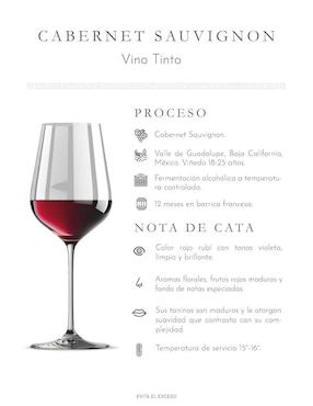 Set vino tinto La Cetto línea clásica Cabernet Sauvignon 750 ml