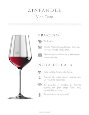 Set vino tinto La Cetto línea clásica zinfandel 750 ml