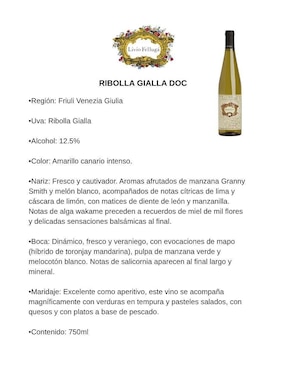 Vino blanco Livio Felluga Ribolla 750 ml