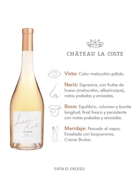 Vino rosado ensamble seco Chateau La Coste Lisa Rosé 750 ml