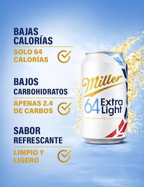 Cerveza clara Miller Ultra Light lager amargo 355 ml