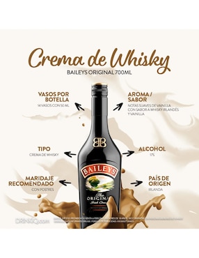 Crema de licor Baileys sabor dulce original 700 ml