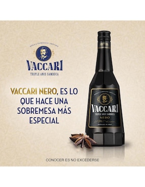 Licor de anís Vaccari sabor dulce nero 700 ml